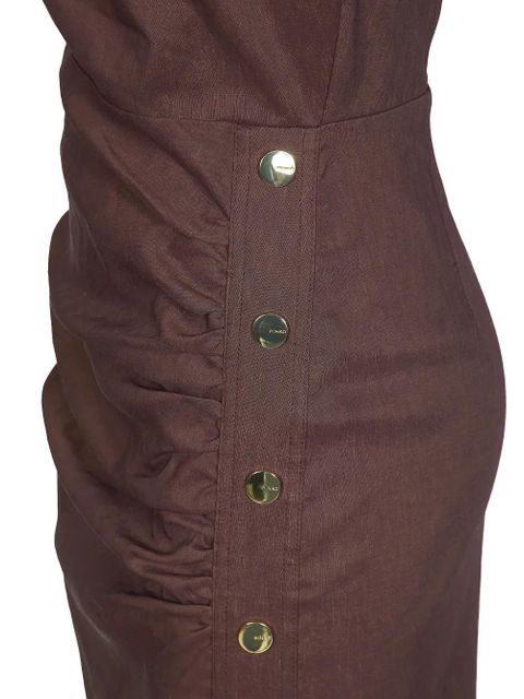 PINKO button ruched dress - Brown