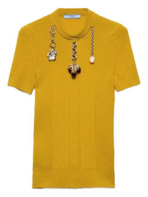 Prada charm-eembellishment T-shirt - Yellow - zdjęcie produktu nr 1