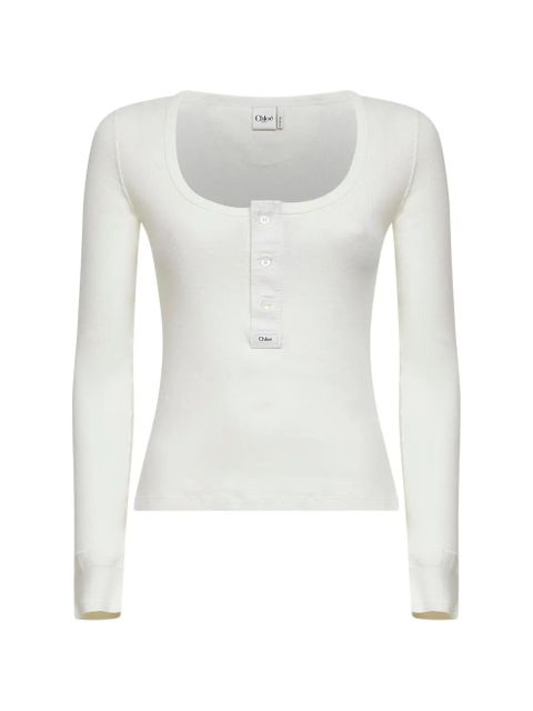 Chloé Henley scoop-neck T-shirt - White - zdjęcie produktu nr 1