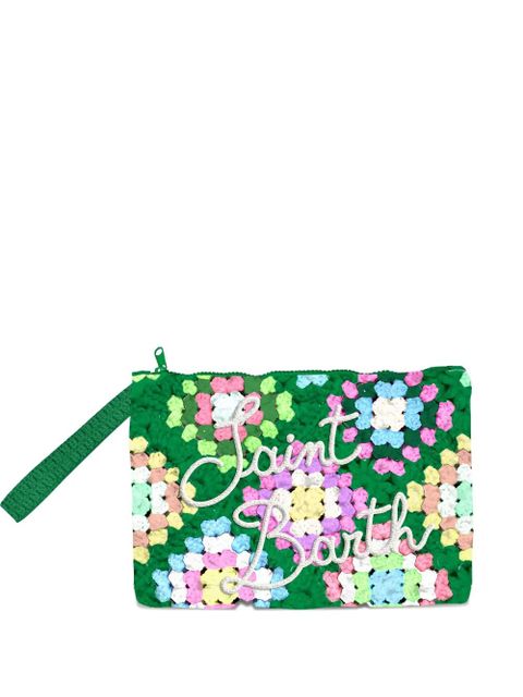MC2 Saint Barth crochet logo-appliqué clutch bag - Green - zdjęcie produktu nr 1