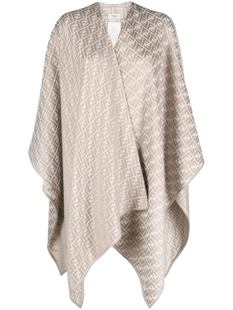 FENDI FF-monogram knitted cape - Neutrals - zdjęcie produktu nr 1