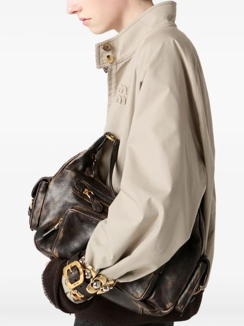 Miu Miu houndstooth-lining reversible bomber jacket - Neutrals