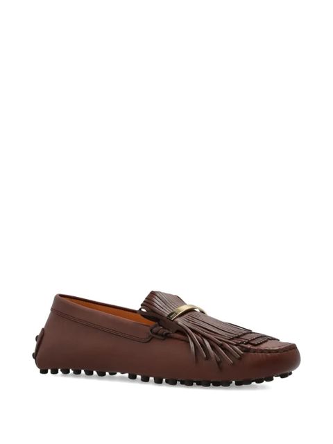 Tod's fringe-detail leather loafers - S202 BROWN