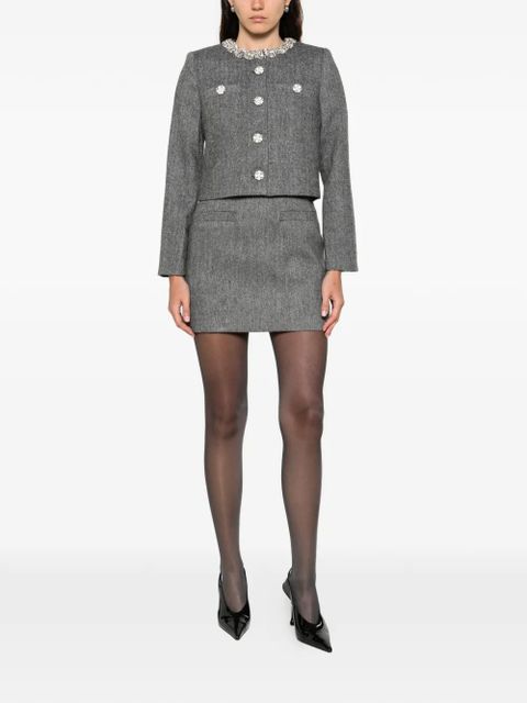 Self-Portrait cropped jacket - Grey