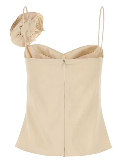 Magda Butrym rose-appliqué satin top - Neutrals - zdjęcie produktu nr 2