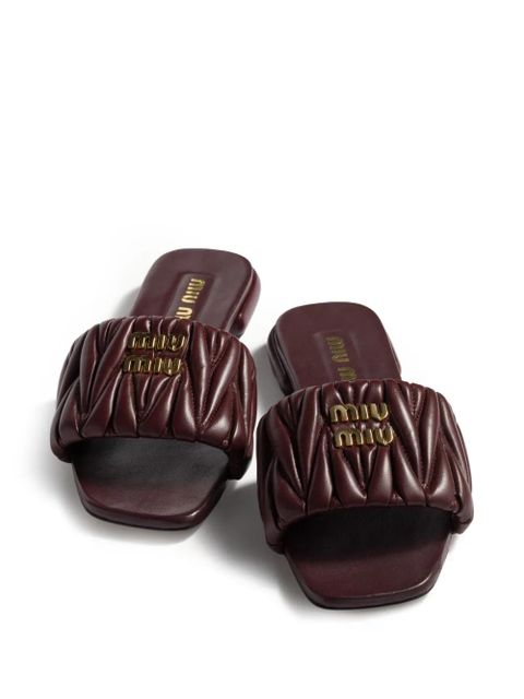 Miu Miu logo-plaque sandals - Red