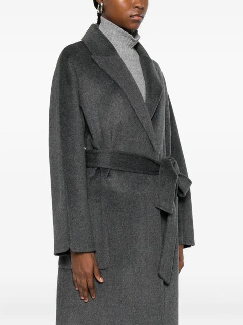 SOLOTRE peak-lapels belted coat - Grey