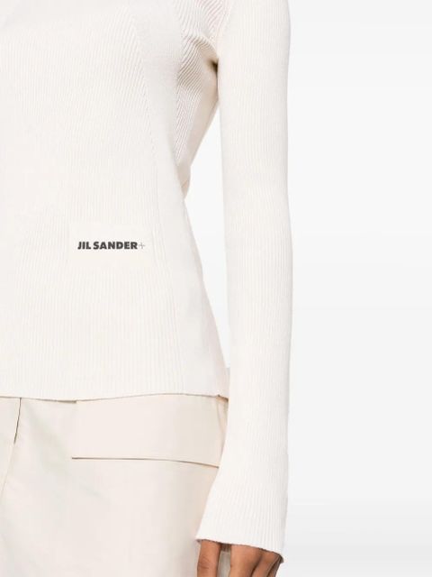 Jil Sander logo-patch ribbed-knit top - Neutrals