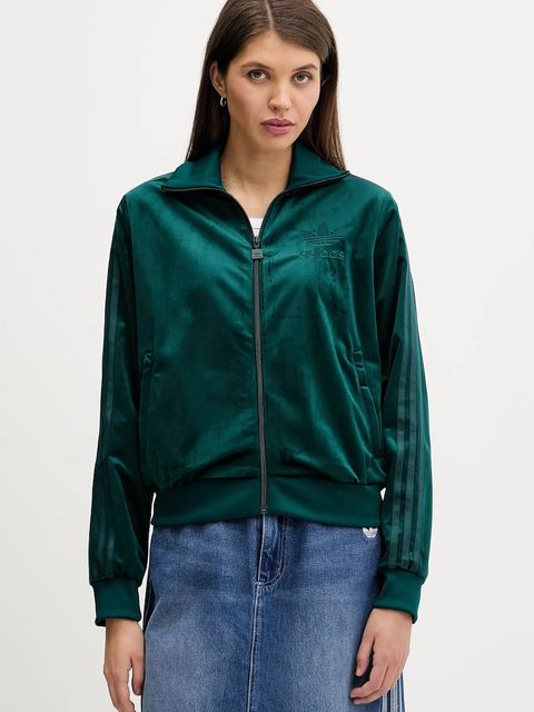 adidas Originals bluza Velvet damska kolor zielony z aplikacją JY2589 - zdjęcie produktu nr 1