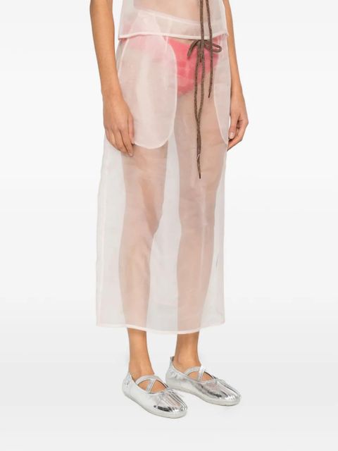 Simone Rocha sheer frayed column midi skirt - Pink - zdjęcie produktu nr 2