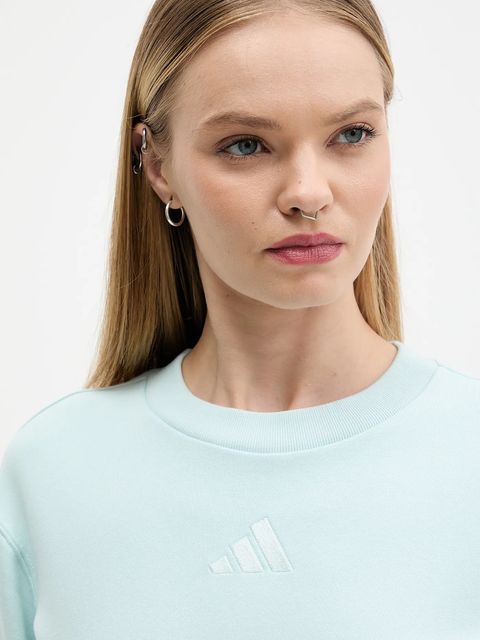 adidas bluza bawełniana All Szn French Terry damska kolor turkusowy gładka JV9820
