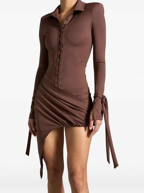 Manière De Voir Diane draped asymmetric mini dress - Brown
