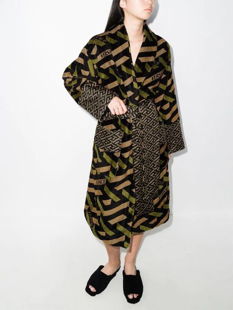 Versace La Greca jacquard bathrobe - Green - zdjęcie produktu nr 2