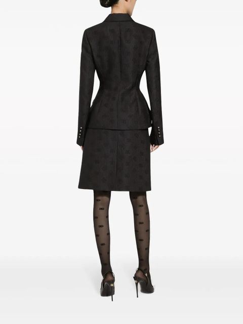 Dolce & Gabbana monogram-jacquard straight midi skirt - Black