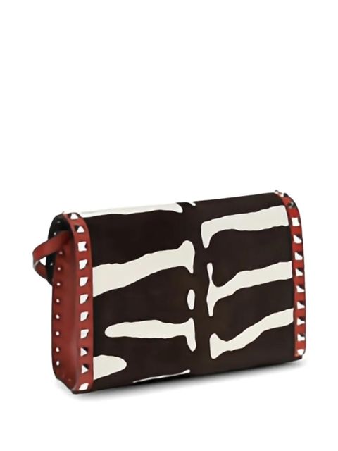Valentino Garavani small Rockstud zebra-print shoulder bag - Brown