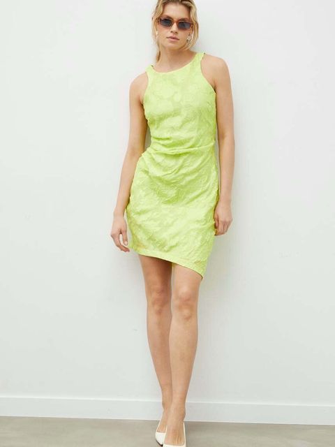 2NDDAY sukienka 2ND Calea - Sheer Texture kolor zielony mini rozkloszowana 2242125246