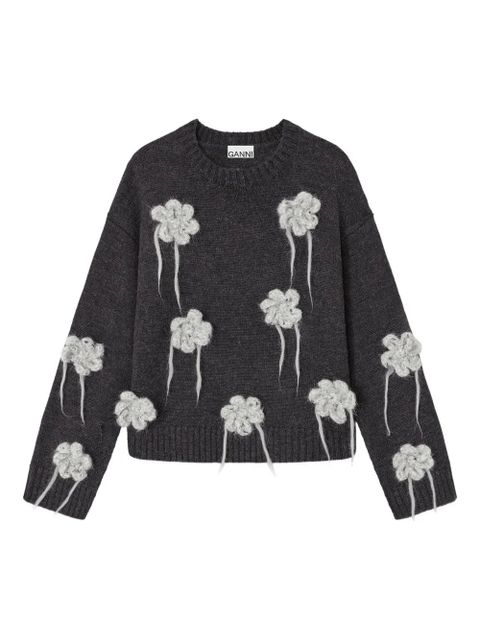 GANNI flower-crochet sweater - Grey - zdjęcie produktu nr 1