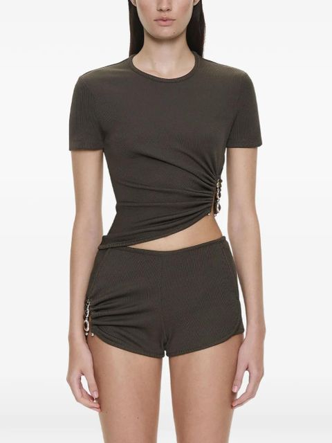 Christopher Esber Droplet Crystal Ruched T-shirt - Brown - zdjęcie produktu nr 1