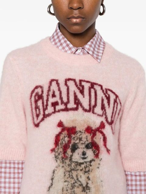 GANNI patterned knitted top - Pink