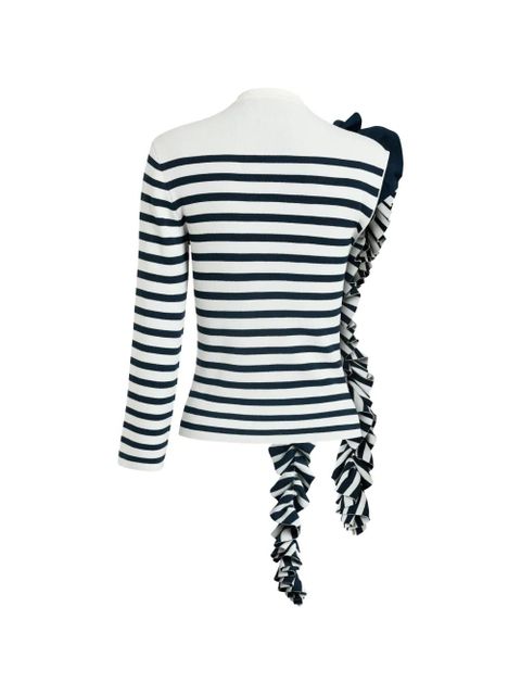 A.W.A.K.E. Mode ruffled-detail striped-pattern top - White
