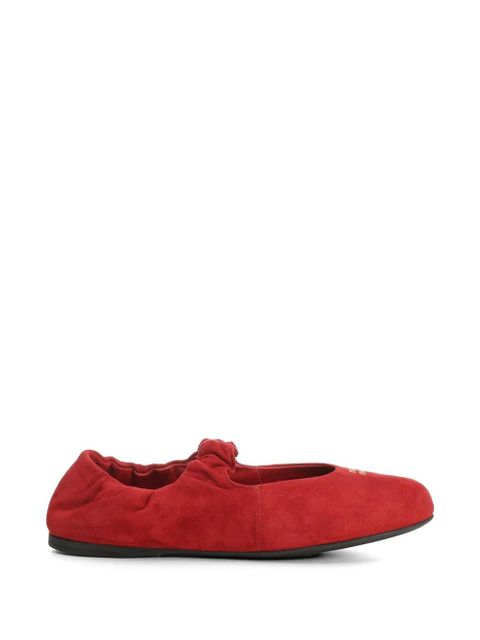 Miu Miu ruffled suede ballet flats - Red - zdjęcie produktu nr 1