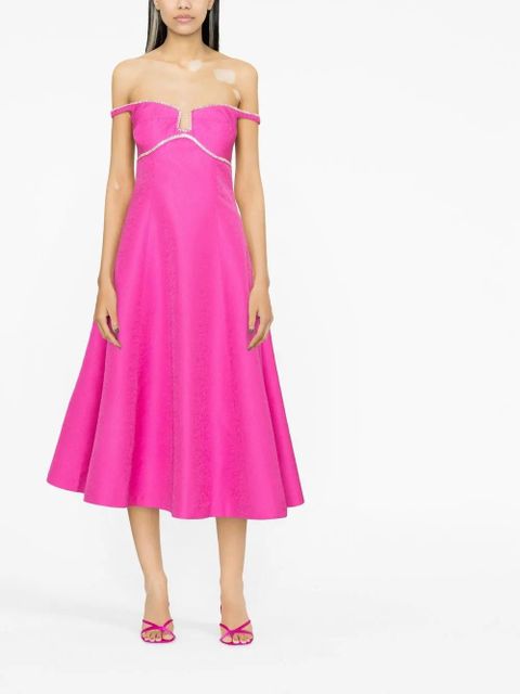 Self-Portrait off-shoulder flared midi dress - Pink - zdjęcie produktu nr 2