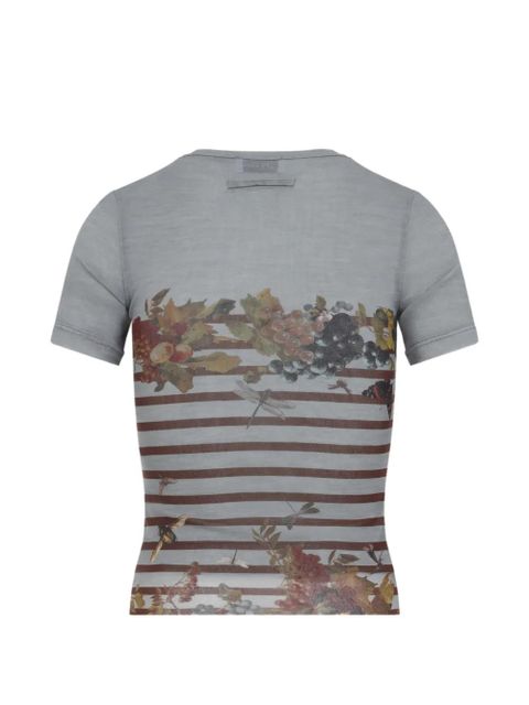 Jean Paul Gaultier striped floral-print T-shirt - Grey - zdjęcie produktu nr 2