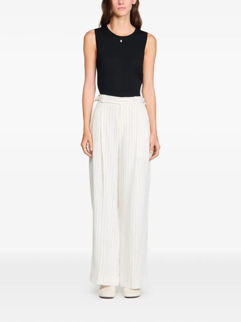 SANDRO belted striped wide-leg trousers - Neutrals