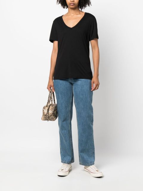 AGOLDE V-neck cotton-blend T-shirt - Black