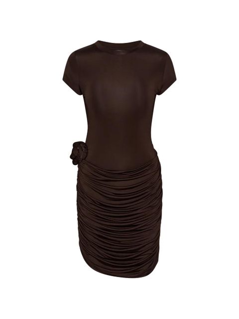 ROTATE BIRGER CHRISTENSEN draped flower mini dress - Brown - zdjęcie produktu nr 1