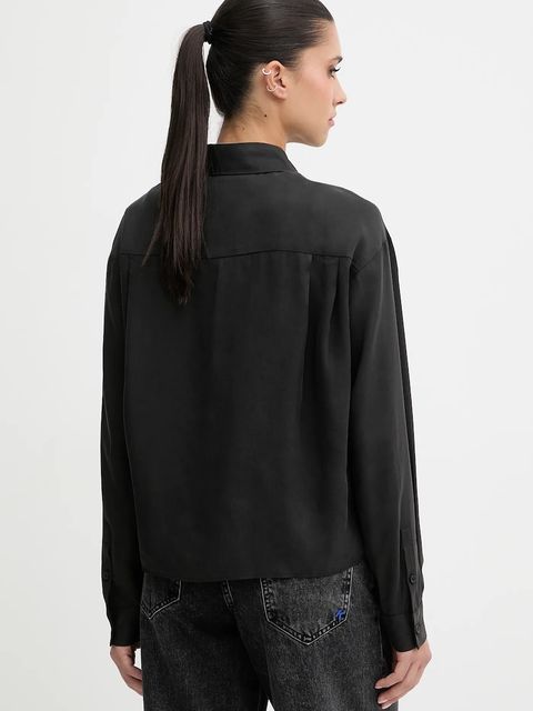 Karl Lagerfeld Jeans koszula damska kolor czarny relaxed z kołnierzykiem klasycznym B1W11026