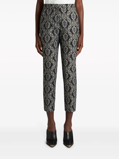 ETRO floral-brocade cropped trousers - Black
