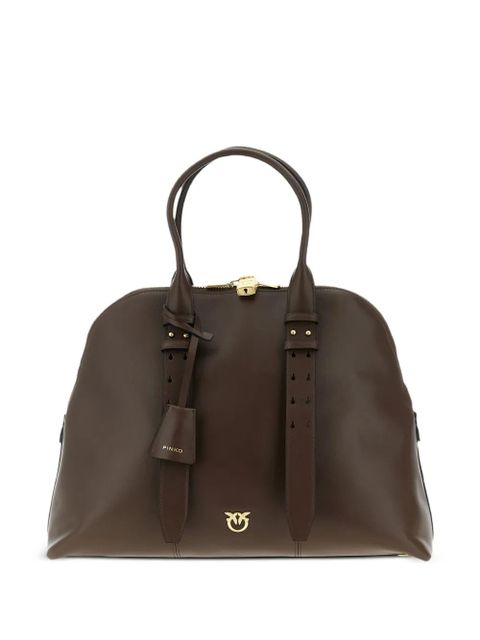 PINKO Escape love birds logo leather bowling maxi tote bag - Brown - zdjęcie produktu nr 1