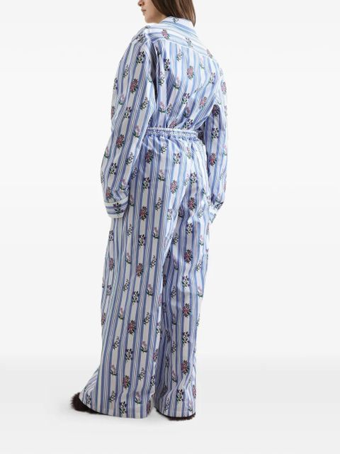 Dolce & Gabbana poplin trousers with thread floral embroidery - Blue