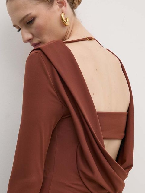 Twinset sukienka kolor brązowy maxi dopasowana 242TF2150