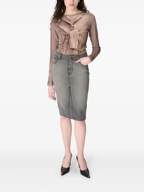 Marine Serre knee-kength midi skirt - Grey