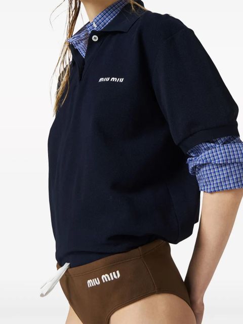 Miu Miu logo-print bikini bottoms - Brown