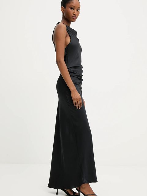 Answear.LAB sukienka kolor czarny maxi rozkloszowana