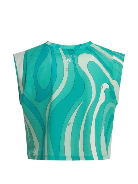 PUCCI Marmo-print cropped top - Green - zdjęcie produktu nr 2