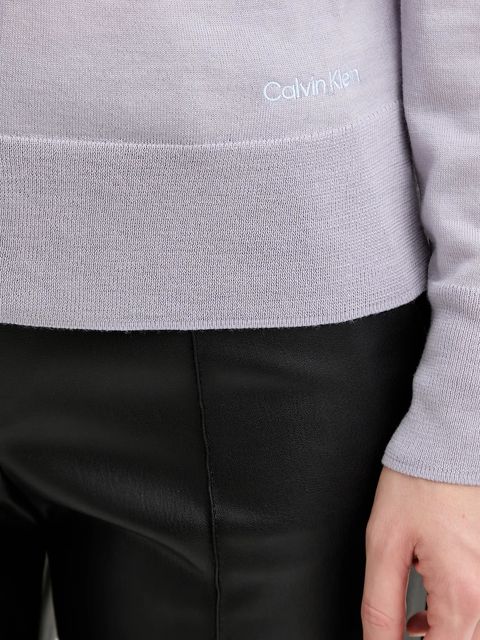 Calvin Klein kardigan wełniany damski kolor fioletowy lekki LV044D323G