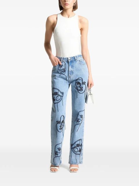 Manière De Voir Audrey embroidered jeans - Blue - zdjęcie produktu nr 2