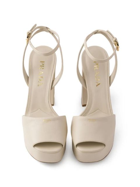 Prada leather platform sandals - Neutrals