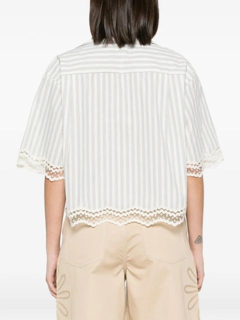 SANDRO lace-trim striped shirt - Neutrals