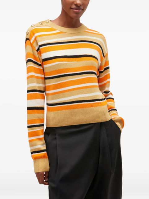 GANNI striped button-detailed sweater - Yellow