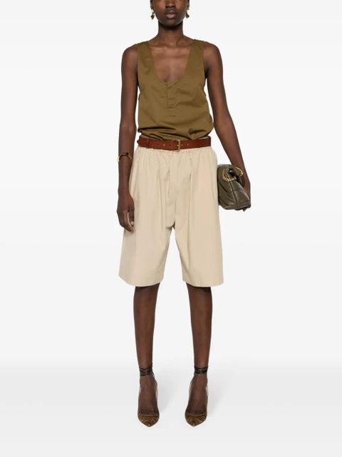 Saint Laurent twill-weave sleeveless top - Green - zdjęcie produktu nr 2