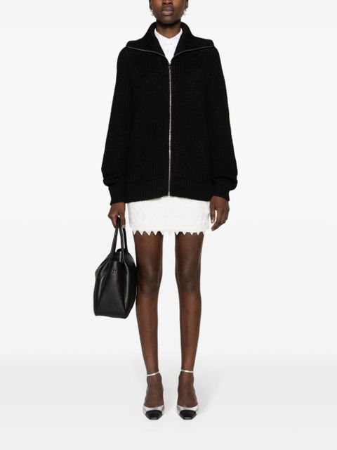 Prada enamel-triangle zip-up cardigan - Black - zdjęcie produktu nr 2