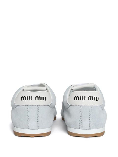 Miu Miu lace-up suede sneakers - Blue