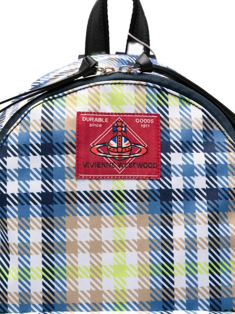 Vivienne Westwood medium George tartan-print backpack - White