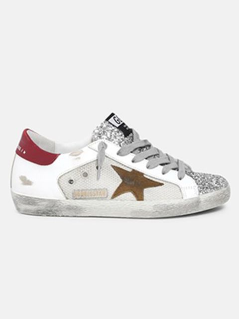GOLDEN GOOSE - Białe sneakersy z brokatem Superstar - zdjęcie produktu nr 1