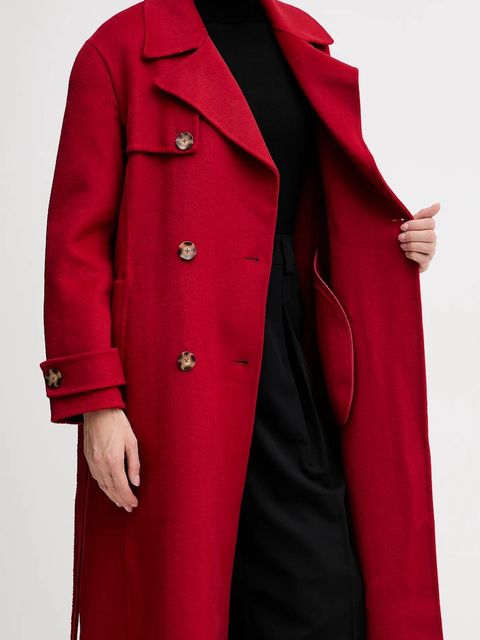 Pedro del Hierro płaszcz z dodatkiem wełny kolor czerwony 7522237